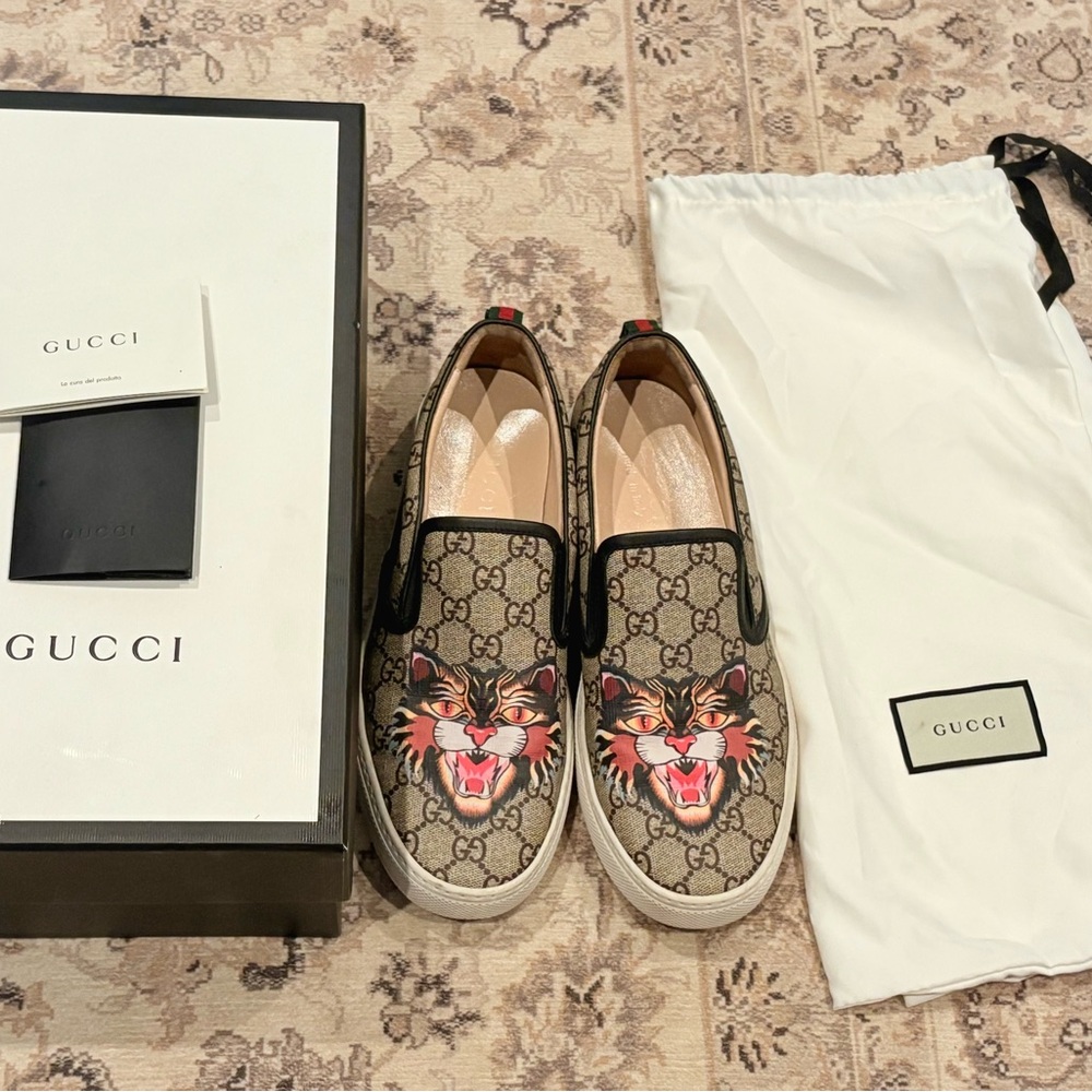 Gucci Men's Supreme Angry Cat Sneakers
